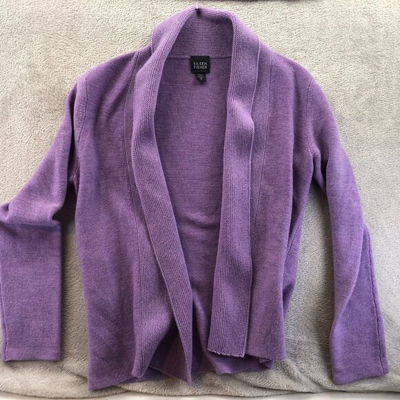 Eileen Fisher Womens Cardigan & Tank Set Size XS Lot Of Two Purple Casual Chic - Picture 5 of 11
